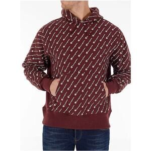 Champion Reverse Weave Logo Hoodie Maroon Size Medium